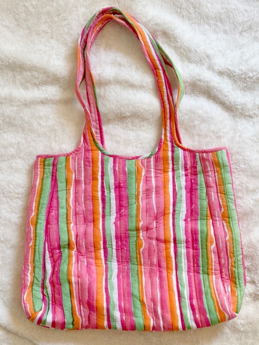 Mango Cotton Rainbow Beach Bag, Excellent Condition